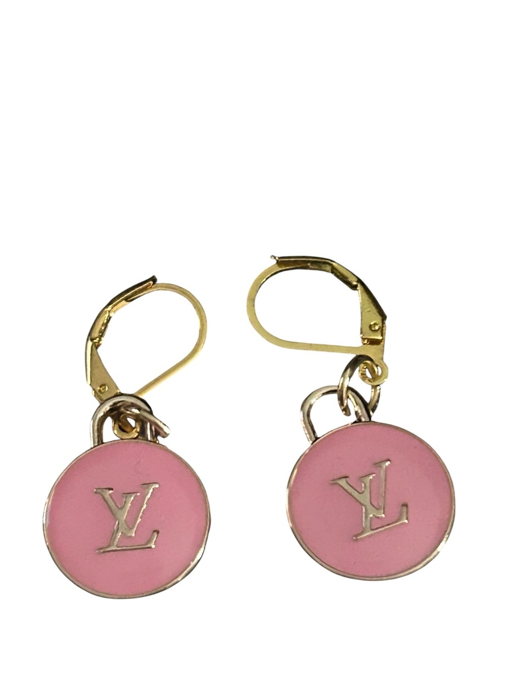 Multicolor Monogram Silk Bow Scrunchie with Pink LV Charm Earrings - Picture 2 of 7
